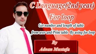 Print table  by using for Loop