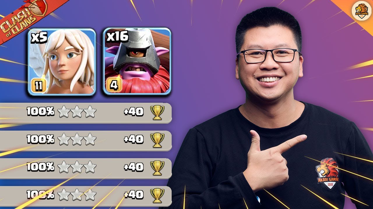 Cao Thủ Phóng Lao Đánh Càn Đơn Giản Cực Mạnh TH18 Attack Clash of clans | Akari Gaming