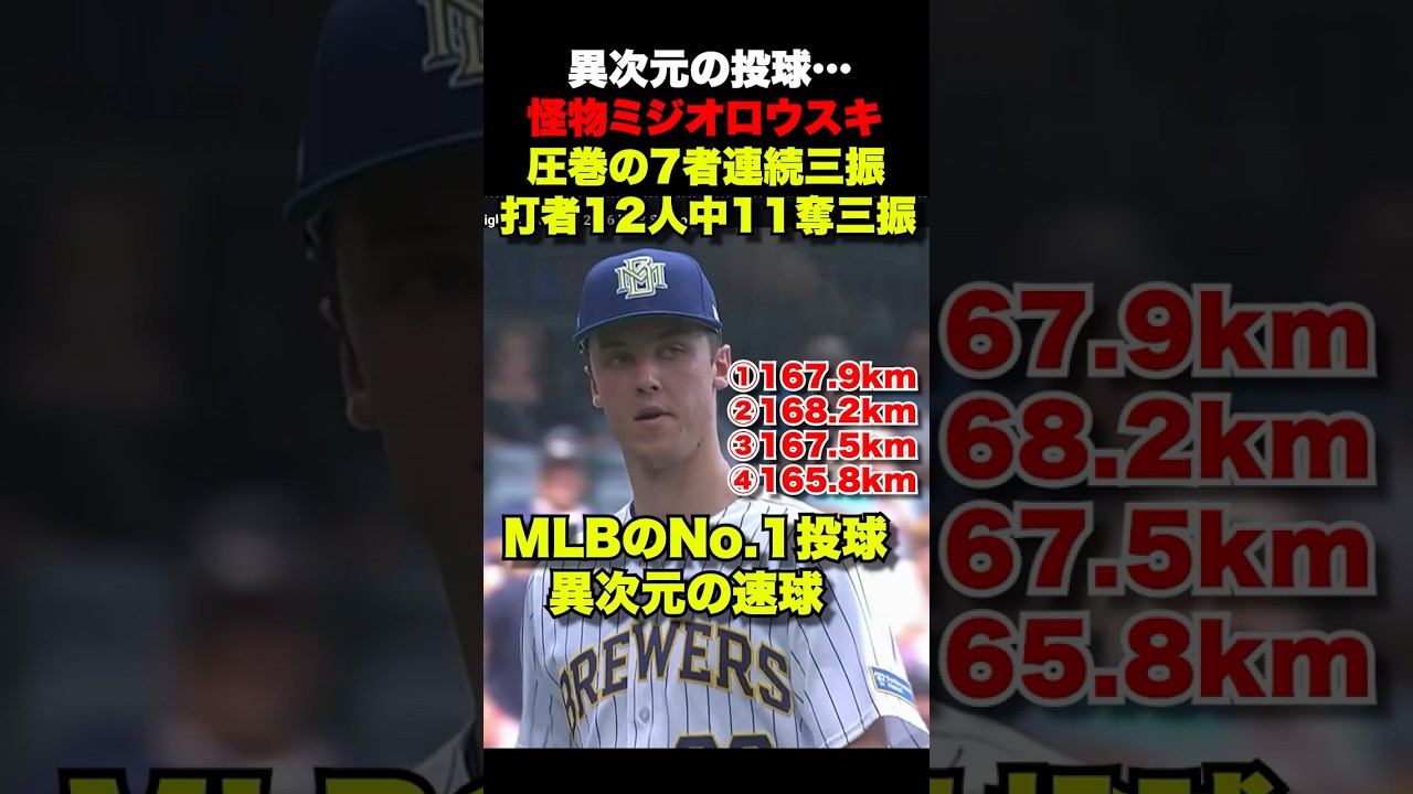 MLB No.1か❗️怪物ミジオロウスキ打者12人中11奪三振🔥最速168km‼️