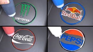 Famous drink brand logo Pacake Art  Monster, Red Bull, Coca Cola, Pepsi