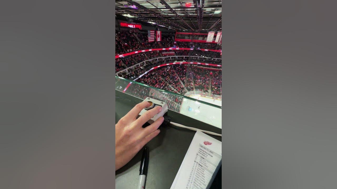 Behind the Scenes 🚨 Pressing the NEW goal horn button when the Detroit Red Wings score a goal!