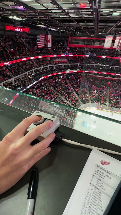 Behind the Scenes 🚨 Pressing the NEW goal horn button when the Detroit Red Wings score a goal!