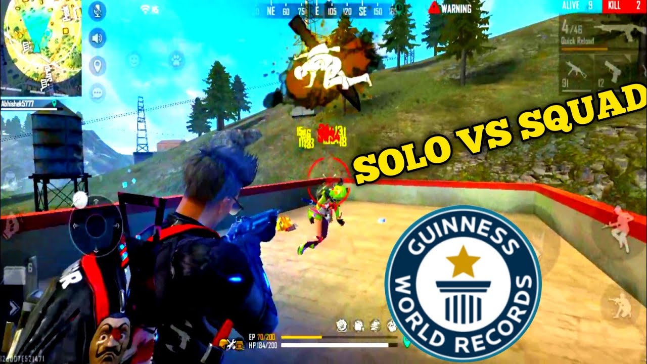World Record 😍 For First Solo Vs Squad Match Garena Free Fire - YouTube
