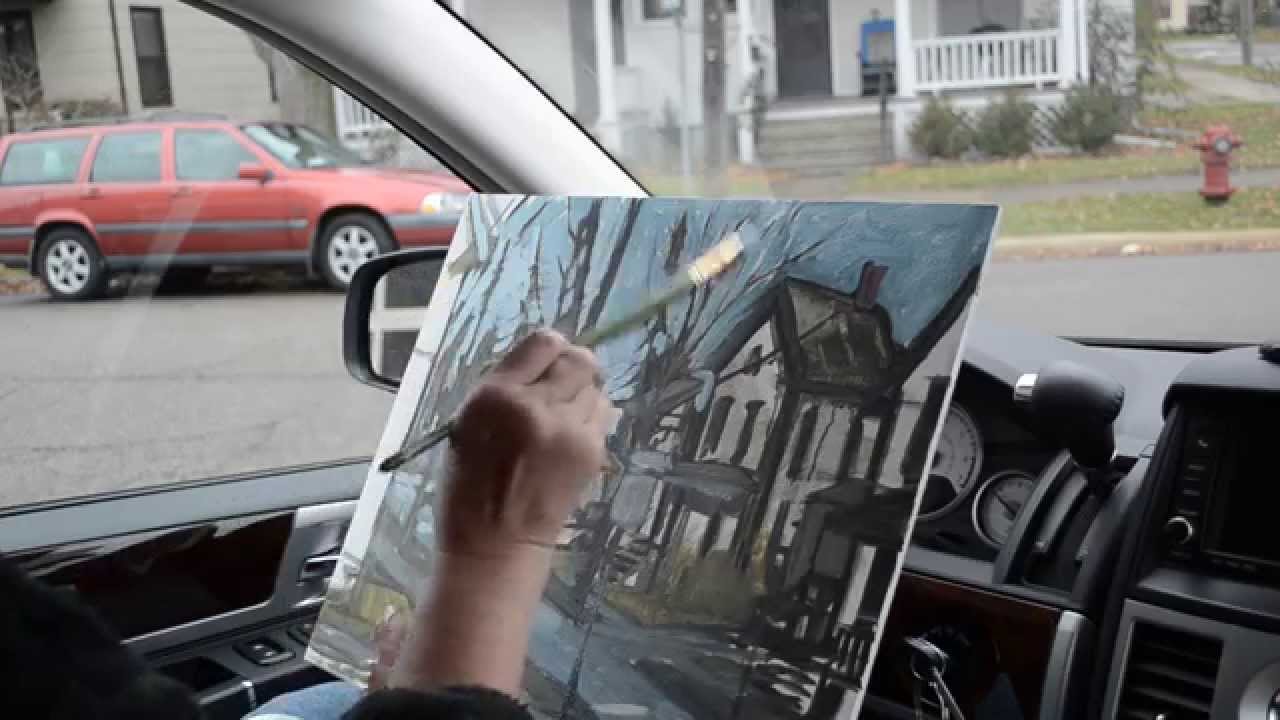 Plein air painting in my car - Ann Arbor - YouTube