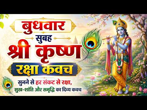 बुधवार सुबह श्री कृष्ण रक्षा कवच सुनने से हर संकट से रक्षा,सुख-शांति और समृद्धि का दिव्य कवच~#kavach