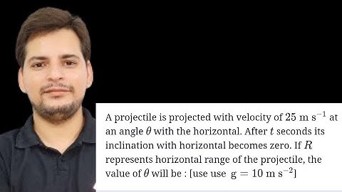 A projectile is projected with velocity 25m/s at an angle θ with the horizontal.  #jeemains2022