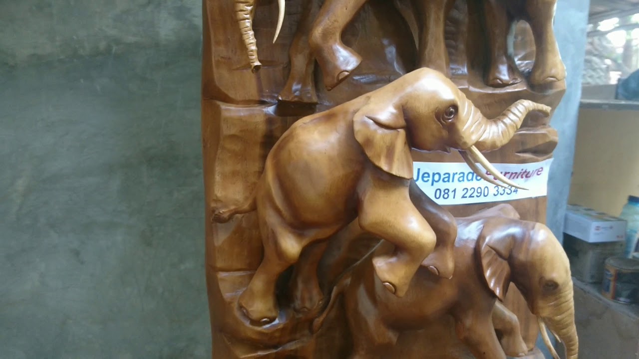 Relief pahat gajah kayu  trembesi YouTube