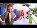 Bounce House Full Of Bubbles Relay Challenge!