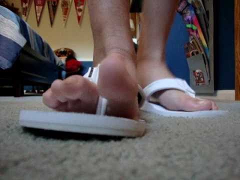 candid white leather flip flops