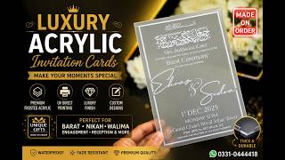 Luxury Frosted Acrylic Wedding Invitation Cards | Custom UV Printed Transparent Invitation Cards