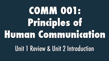 Principles of Human Communication: Unit 1 Review & Unit 2 Introduction - Communications 001