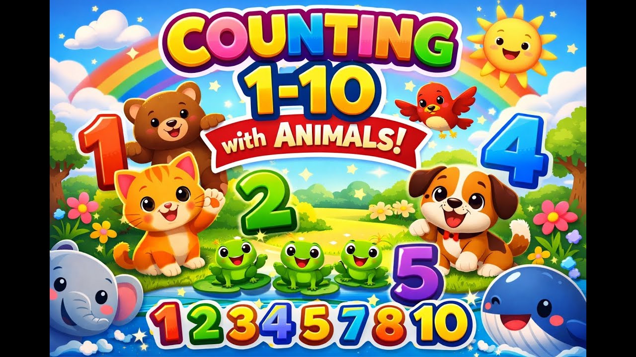 🎶 Counting 1–10 with Animals | Fun Preschool Numbers Song 🐶🐱