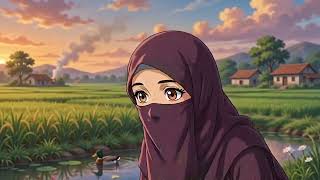 Niqab Woman's Evening at the Pond | Serene Rural Scene screenshot 3