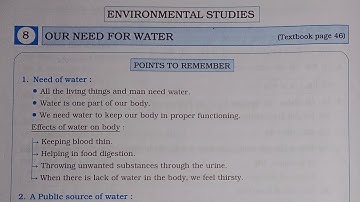 3rd Standard E.V.S. Workbook Chp 8 Our Need For Water @omeducation8606