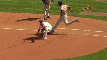 BAL@BOS: Orioles challenge out at first in 6th