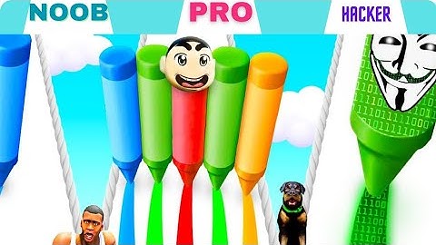 NOOB VS PRO VS HACKER IN PENCIL RUSH 3D WITH Quick Games