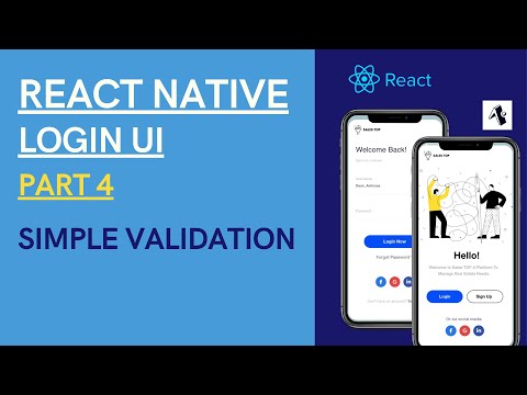 React Native | App UI Design | Login Screen | Part - 4 | Simple Validation