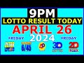 Lotto result today 9pm april 26 2024 pcso