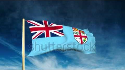 Fiji flag slider style. Waving in the win with cloud background animation Stock video by