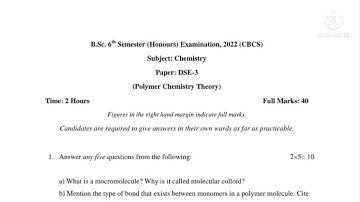 B.Sc 6th Semester Honours Question Paper-2022// Chemistry(DSE-3)//Burdwan University