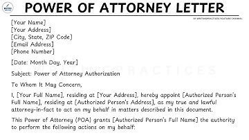 [LETTER TEMPLATE] How To Write A Power of Attorney POA Letter Step by Step Guide Writing Practices