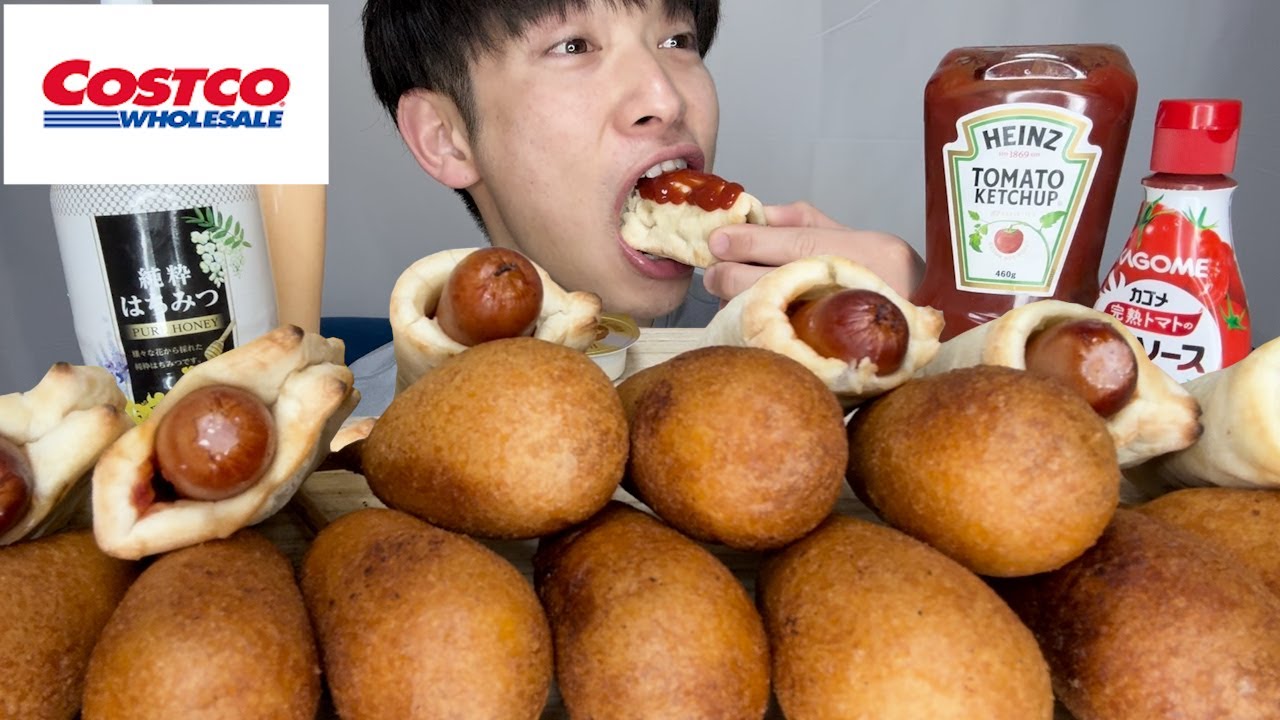 【大食い】寝起きで揚げたてのアメリカンドッグとコストコの新商品のソーセージドッグを爆食後、薄皮フレンチトースト作って食べたら絶品すぎた