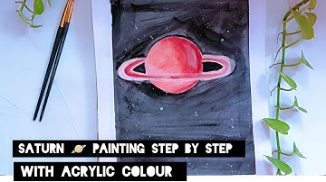 Saturn 🪐 painting step by step by me 😍 wait for end 🤌💖#painting #saturn #video 