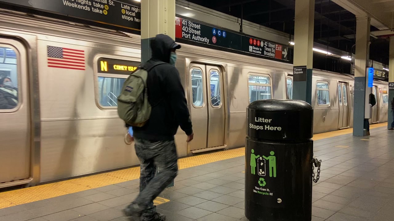 NYC Subway N, Q, R and W trains at 42nd Street Times Square station