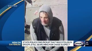 State police find pickup that was stolen in Epsom; search continues for man