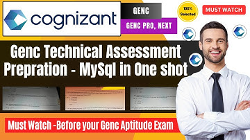 🔥Cognizant GenC Technical Assessment | SQL & Database Full Prepration | DDL, DML, Joins & Queries