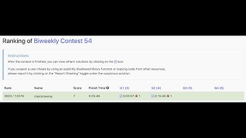 Leetcode Bi-Weekly Contest 54 (3820 / 12076)