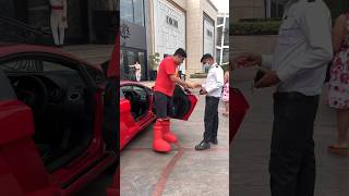 DRIVING THE LAMBORGHINI with RED BOOTS !! 😂 #redboots #mschf #lamborghini  #bigredboots #sneakers