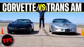 Chevy Corvette vs Pontiac Trans Am Drag Race, Roll Race & Brake Test: Which Cheap Muscle Car Best
