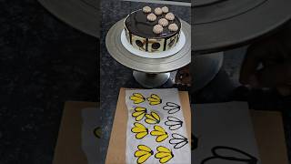 simple chocolate art garnishing cream truffle cake design #cakeart #viralreels #simplecake