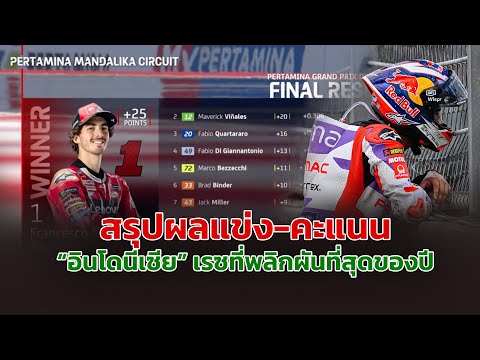 [MotoGP Indonesia] สรุปผลแข่ง-คะแนน โมโตจีพี วีคเอนด์สุดดราม่า "บันยาญ่า" แซงโหดทวงจ่าฝูง ที่ อินโด