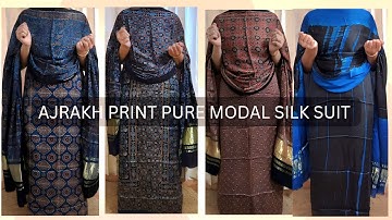 Pure Modal silk ajrakh print 2 piece suit sets #whatsapp to order #onlineshopping#summervibes#modal