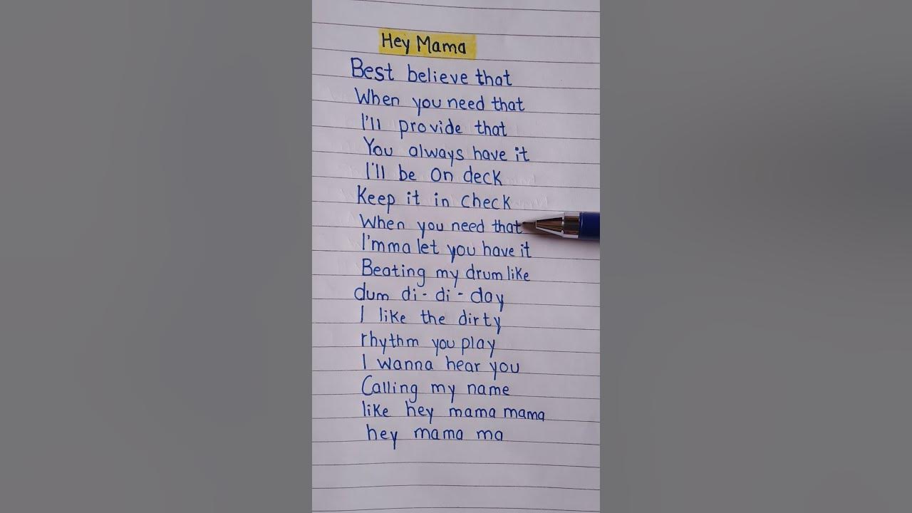 Hey Mama - David Guetta ft Nicki Minaj, Bebe Rexha & Afrojack | handwritten lyrics |#heymama #lyrics
