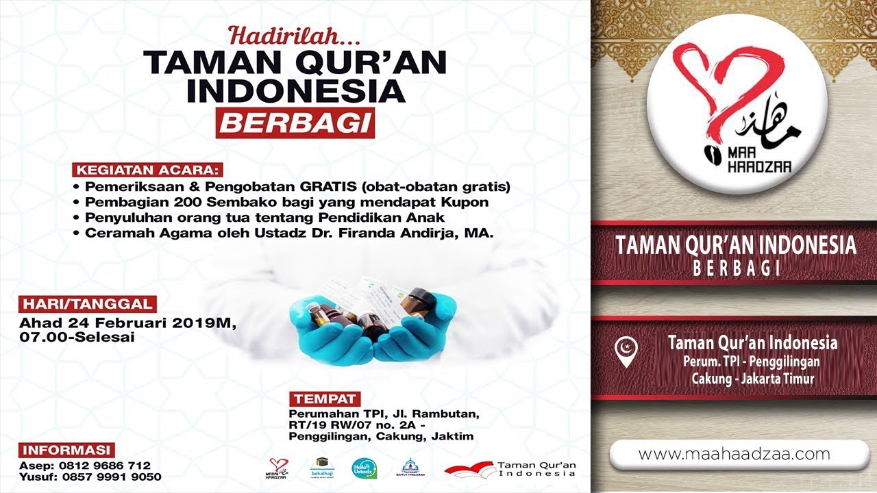 Live Bakti Sosial Taman Quran Indonesia Berbagi Maahaadzaa