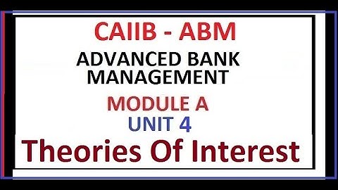CAIIB | ABM | ADVANCED BANK MANAGEMENT | UNIT 4 | THEORIES OF INTEREST | MODULE A