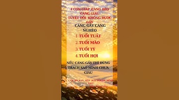 4 CON GIÁP CÀNG BÉO CÀNG GIÀU, TUYÊT ĐỐI KHÔNG ĐƯỢC GẦY ...