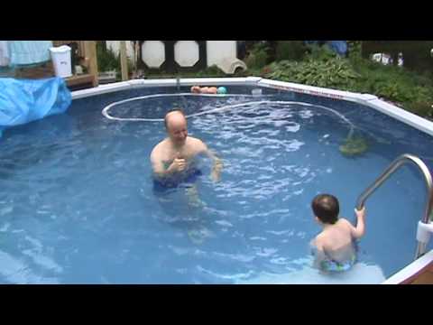 Donovan and Margaret Jumpin' in the pool with Dadd...