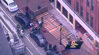 Construction barrier collapses in Malden