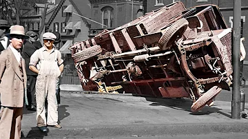 Horrifying Vintage Car Crashes Compilation (1920s-60s) - History Colorized