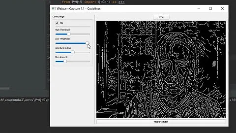 Canny edge detection effect to webcam | Python | OpenCV | PyQT |