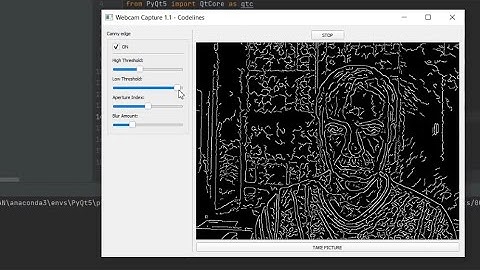 Canny edge detection effect to webcam | Python | OpenCV | PyQT |