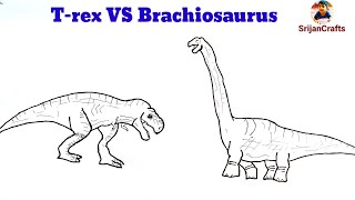 How to draw dinosaurs || Jurassic World || T-rex VS Brachiosaurus || dinosaur drawing || Dinosaurus