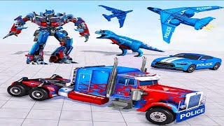 Optimus Truck Robot Game 2021: Police Truck Robot Game Dino - Android Gameplay screenshot 4