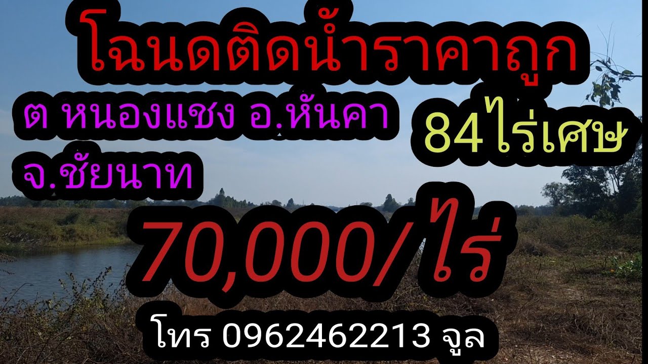  โฉนดครุฑแดง  84 ไร่เศษ ราคาไร่ละ 70,000 บาท ต. หนองแซง อ. หันคา จ. ชัยนาท