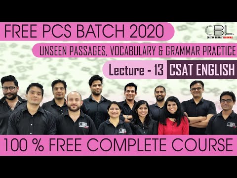 LECTURE - 13 | ENGLISH CLASSES FOR CSAT PPSC PCS COURSE | COACHING FROM BEST INSTITUTE ONLINE || - LECTURE - 13 | ENGLISH CLASSES FOR CSAT PPSC PCS COURSE | COACHING FROM BEST INSTITUTE ONLINE ||