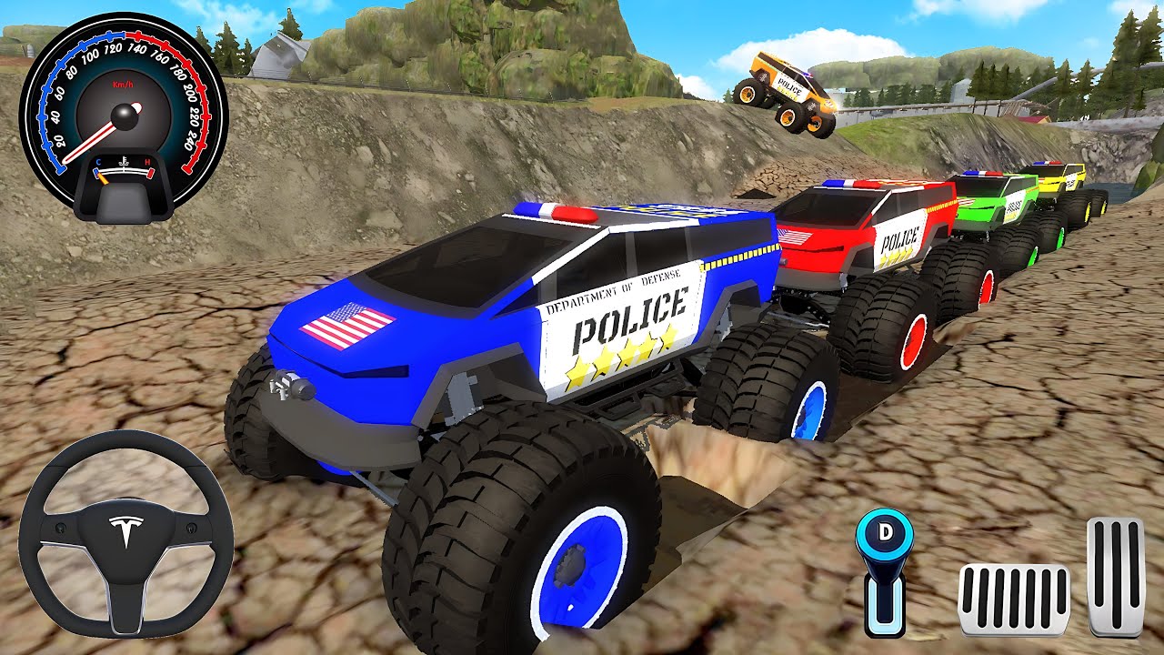 Juegos De Carros - Police Monster Trucks Impossible Driver #2 - Car Extreme Racing Android GamePlay.